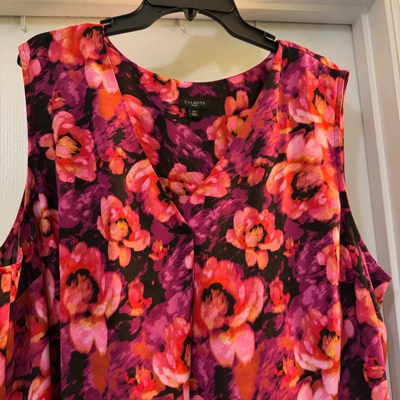 Talbots Pink & Purple Floral Sleeveless Blouse - Picture 2 of 7